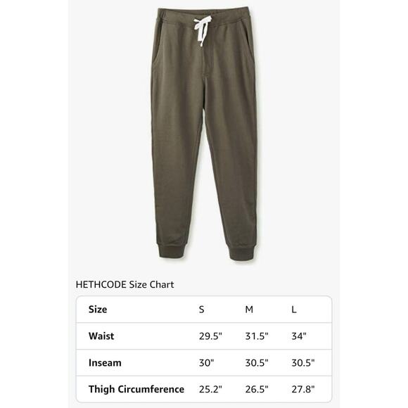 Classic Fit Fleece Closed-Bottom Pocketed Active Sports Joggers Army Green Small - Picture 4 of 4